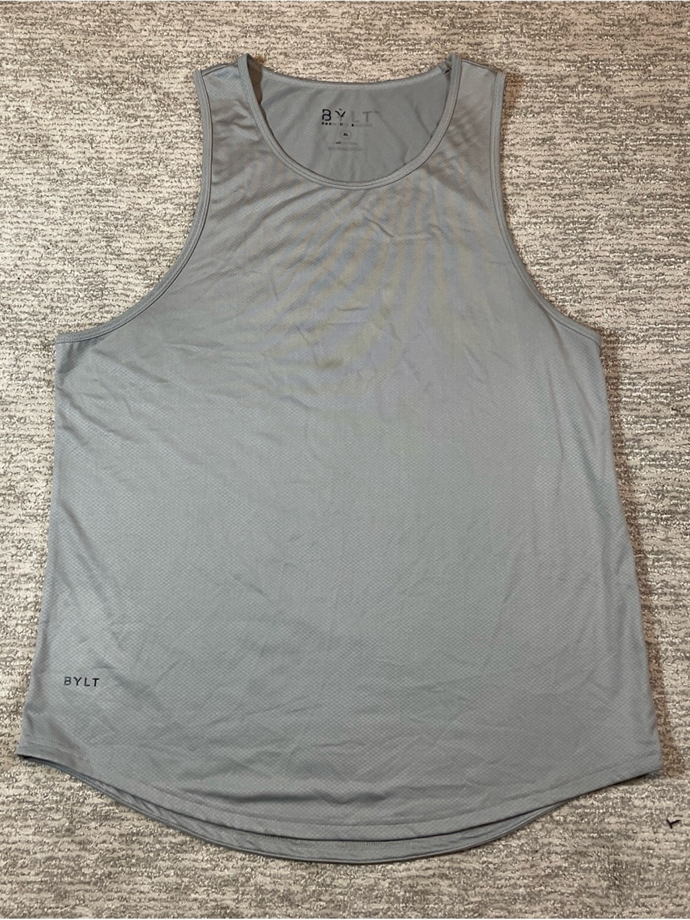 BYLT Drop Cut Tank Top Athletic Stretch Workout Gray Mens Size XL Lightweight